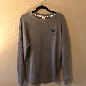 VS PINK Gray Sweatshirt with Cheetah Print Letters